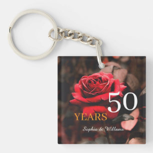 Elegante Bloemen Keepsake – Romantische Rode Roos Sleutelhanger