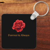 Elegante Bloemen Keepsake – Romantische Rode Roos  Sleutelhanger (Achterkant)