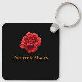 Elegante Bloemen Keepsake – Romantische Rode Roos  Sleutelhanger (Achterkant)