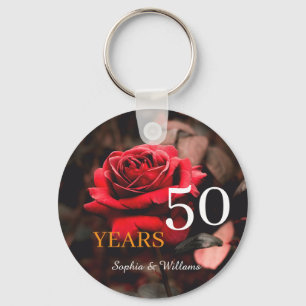 Elegante Bloemen Keepsake – Romantische Rode Roos  Sleutelhanger