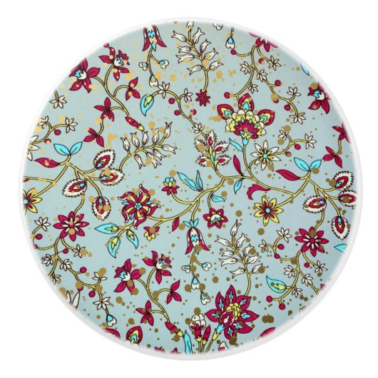 Elegante  bloemen keramische knop (Voorkant)