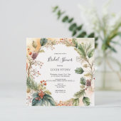 Elegante Bloemen Kerst Bruids Douche Uitnodiging (Staand voorkant)