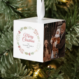 Elegante Bloemen Kerst Krans Familie 3 Foto Decoratie