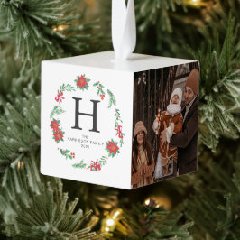 Elegante Bloemen Kerst Krans Familie 3 Foto Decoratie