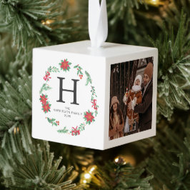 Elegante Bloemen Kerst Krans Familie 3 Foto Decoratie
