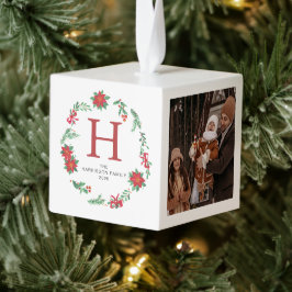 Elegante Bloemen Kerst Krans Familie 3 Foto Decoratie
