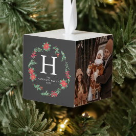 Elegante Bloemen Kerst Krans Familie 3 Foto Decoratie