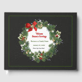 Elegante Bloemen Kerst Krans Personaliseren Gastenboek (Voorkant)