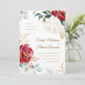 Elegante Bloemen Kerstbruiloft Kaart (Staand voorkant)