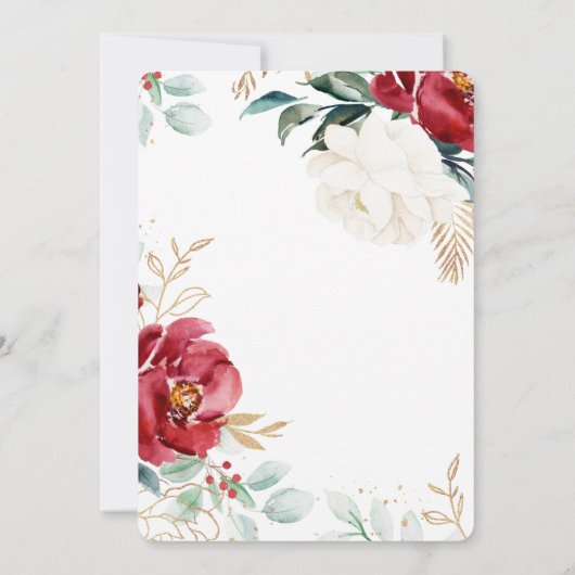 Elegante Bloemen Kerstbruiloft Kaart (Achterkant)