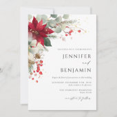 Elegante Bloemen Kerstbruiloft Kaart (Voorkant)