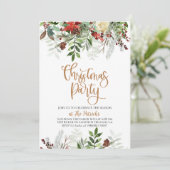Elegante Bloemen Kerstfeest uitnodiging (Staand voorkant)