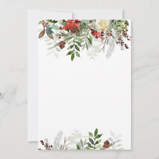 Elegante Bloemen Kerstfeest uitnodiging (Achterkant)