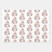 Elegante Bloemen Kerstmis Sneeuwman Inpakpapier Vel (Voorkant)