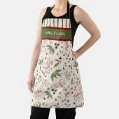 Elegante Bloemen Kerstmis Vrolijke Kerstmis Naam Schort (Insitu)