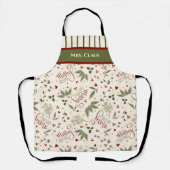 Elegante Bloemen Kerstmis Vrolijke Kerstmis Naam Schort (Voorkant)