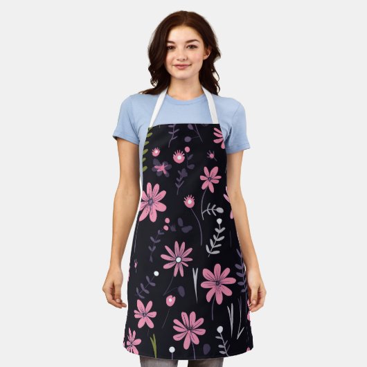 Elegante Bloemen Keuken Schort met Custom Design (Gedragen)