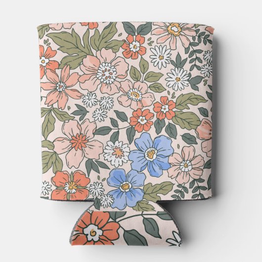 Elegante Bloemen: Kleine Vrijheidsstijl Blikjeskoeler (Achterkant)