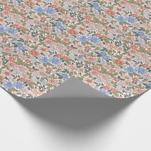 Elegante Bloemen: Kleine Vrijheidsstijl Cadeaupapier (Hoek)