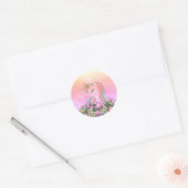 Elegante bloemen, kleurrijke, regenboog eenhoorn ronde sticker (Envelop)