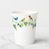 Elegante bloemen Kleurrijke vogel bruiloft Papieren Bekers (Achterkant)