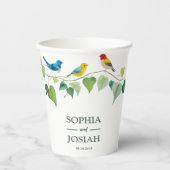 Elegante bloemen Kleurrijke vogel bruiloft Papieren Bekers (Voorkant)
