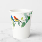 Elegante bloemen Kleurrijke vogel bruiloft Papieren Bekers (Achterkant)