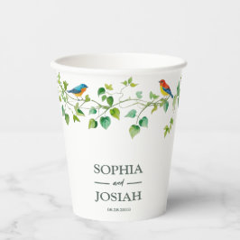 Elegante bloemen Kleurrijke vogel bruiloft Papieren Bekers