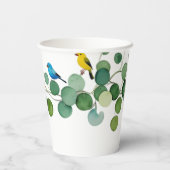 Elegante bloemen Kleurrijke vogel bruiloft Papieren Bekers (Achterkant)