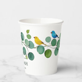 Elegante bloemen Kleurrijke vogel bruiloft Papieren Bekers
