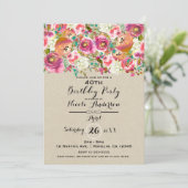 Elegante Bloemen & Kraft Shabby Chic Verjaardagsfe Kaart (Staand voorkant)