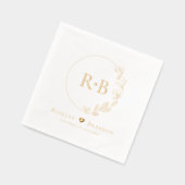 Elegante Bloemen Krans bruiloft Monogram Custom Folie Servetten (Links)