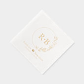 Elegante Bloemen Krans bruiloft Monogram Custom Folie Servetten (Rechts)