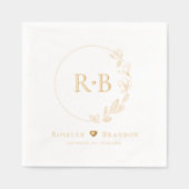 Elegante Bloemen Krans bruiloft Monogram Custom Folie Servetten (Voorkant)