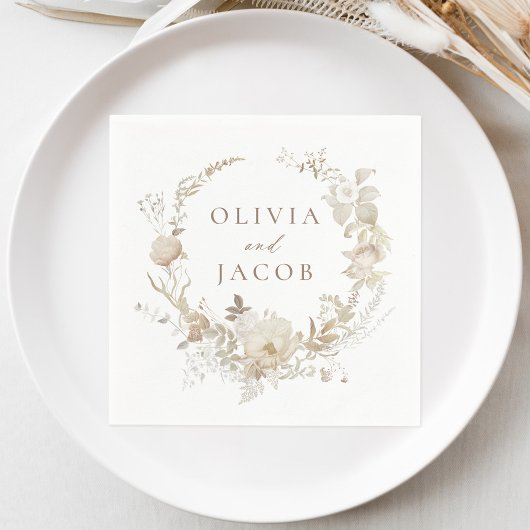 Elegante  Bloemen Krans Bruiloft Servet