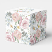 Elegante Bloemen Krans Crest Monogram Huwelijk Bedankdoosjes (Achterkant)