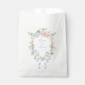 Elegante Bloemen Krans Crest Monogram Huwelijk Bedankzakje (Voorkant)