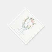Elegante Bloemen Krans Crest Monogram Huwelijk Servet (Hoek)