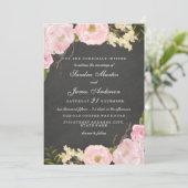 Elegante Bloemen Krijtbord Huwelijksuitnodiging Kaart (Staand voorkant)