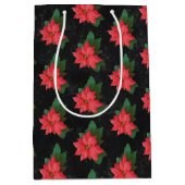 Elegante Bloemen Krijtbord Vrolijk Kerstfeest Medium Cadeauzakje (Voorkant)