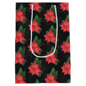 Elegante Bloemen Krijtbord Vrolijk Kerstfeest Medium Cadeauzakje (Achterkant)