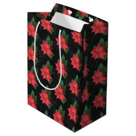 Elegante Bloemen Krijtbord Vrolijk Kerstfeest Medium Cadeauzakje