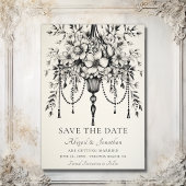 Elegante Bloemen Kroonluchter Foto Bruiloft Save The Date