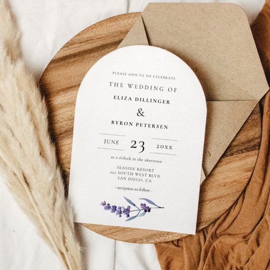 Elegante Bloemen Lavendel Boog Huwelijk Kaart