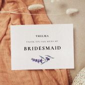 Elegante Bloemen Lavendel Bruidsmeisje Bedankkaart