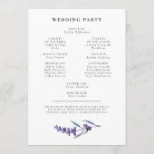 Elegante Bloemen Lavendel Huwelijk dubbelzijdig Programmakaart (Achterkant)