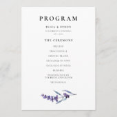 Elegante Bloemen Lavendel Huwelijk dubbelzijdig Programmakaart (Voorkant)