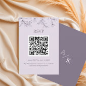 Elegante Bloemen Lavendel Huwelijk QR code RSVP Kaartje