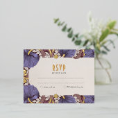 Elegante Bloemen Lavendel Huwelijk RSVP Kaart (Staand Voorkant)