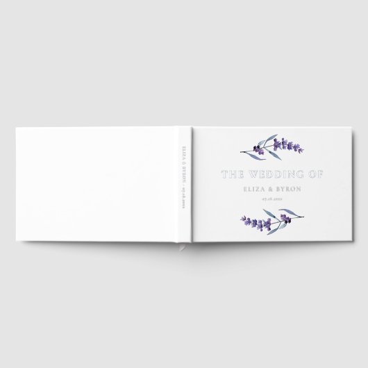 Elegante Bloemen Lavendel Huwelijk Zilver Gastenboek (Volledig)
